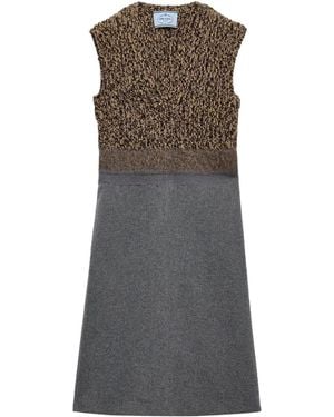 Prada Wollen Jurk Met Bontkraag - Bruin