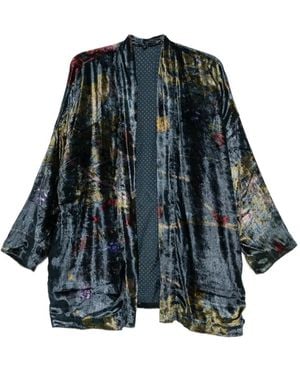 Yavi Floral Velvet Jacket - Blue