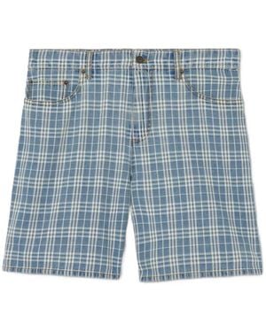Burberry Check Denim Shorts - Blue