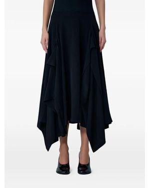 Yohji Yamamoto Panelled Flared Midi Skirt - Blue