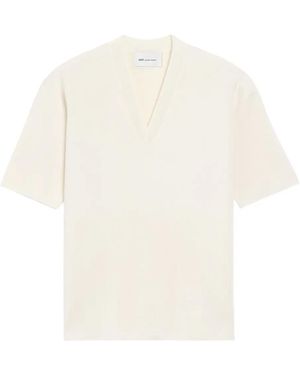 Ami Paris Wool Short Sleeves V Neck Jumper - White