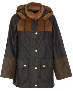 Barbour コーデュロイパネル パデッドジャケット - ブラック