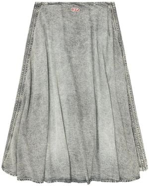 DIESEL Midi De-Annie-S2 Denim Skirt - Gray