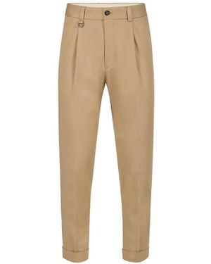 Paolo Pecora Pleated Turn-Up Trousers - Natural