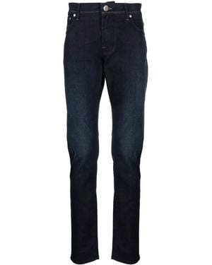 Corneliani Logo-Embroidered Straight Jeans - Blue