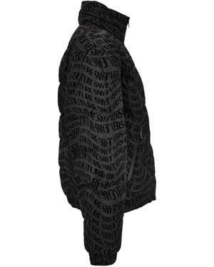 Versace Jeans Couture Logo-Print Puffer Jacket - Black