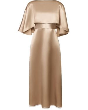 Fabiana Filippi Caped Slip Midi Dress - Natural