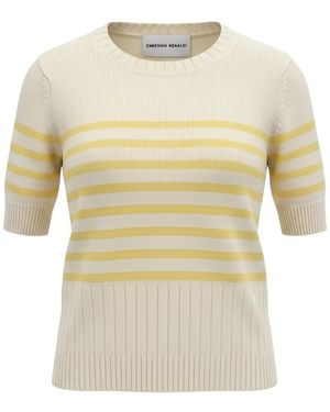 EMERSON RENALDI Striped Short-Sleeve Sweater - Natural