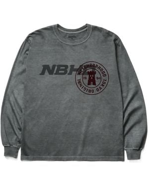 Neighborhood Logo-Print Long-Sleeved T-Shirt - Grey