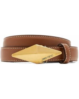 Jimmy Choo Diamond Clasp Belt - Brown