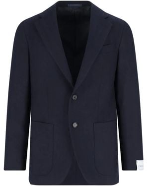 Caruso Single-Breasted Blazer - Blue