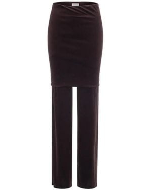 ANDAMANE Layered Velvet-Effect Trousers - Brown