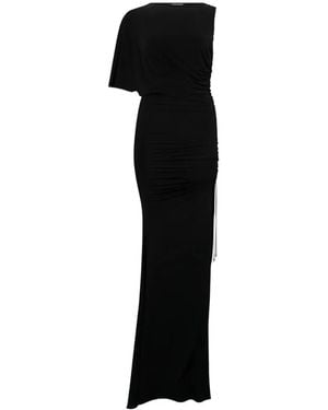 Roberto Cavalli Asymmetric Draped Maxi Dress - Black