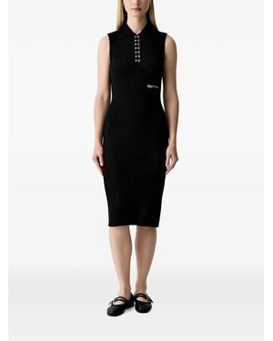 KARL LAGERFELD Ribbed-Knit Midi Dress - Black