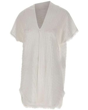 Kangra Fringed Short-Sleeve Cardigan - White