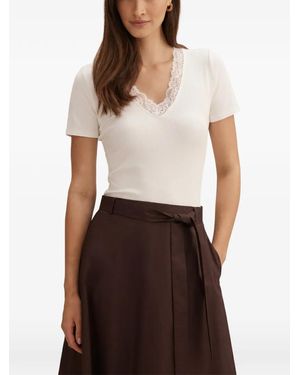 EVER NEW Sienna Lace-Trim Rib-Knit T-Shirt - White