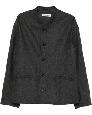 Jil Sander Chaqueta Con Botones Y Cuello Mao - Negro