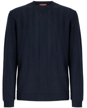 Missoni Tone-On-Tone Chevron Cotton And Viscose Crewneck Sweatshirt - Blue