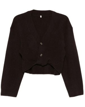 R13 Cropped-Cardigan Mit Knopfleiste - Schwarz