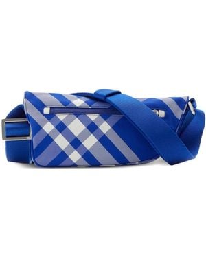 Burberry Shield Geruite Messengertas - Blauw
