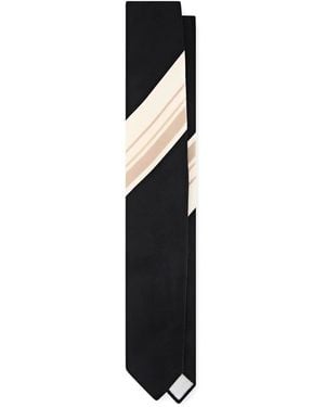 Lardini Cravate Rayée En Soie - Black