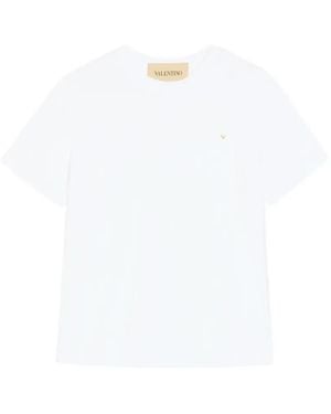 Valentino Garavani Cotton T-Shirt With Vgold - White