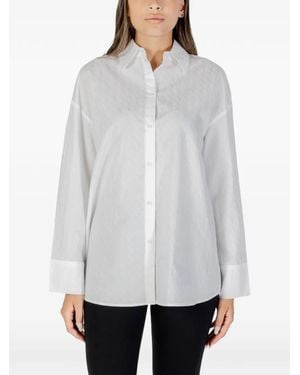 ARMANI EXCHANGE Logo-Jacquard Long-Sleeve Shirt - White
