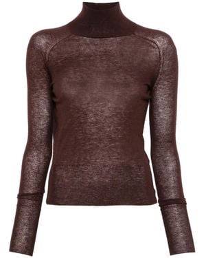 JOSEPH Yara High-Neck Long-Sleeve Sweater - Brown