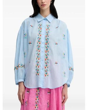La Petite Francaise Chen Embroidered Button Shirt - Blue