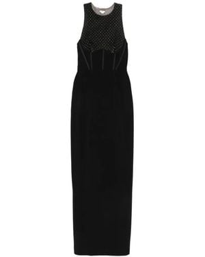 Elisabetta Franchi Crystal-Embellished Open-Back Maxi Dress - Black