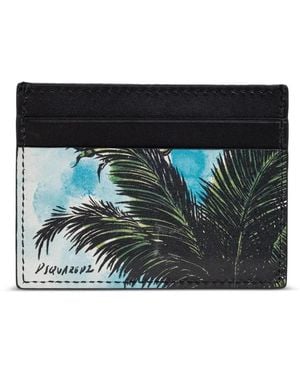 DSquared² Tarjetero Con Palmera Estampada - Negro