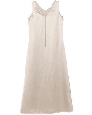Panicale Robe Mi-Longue Ornementée À Col V - White