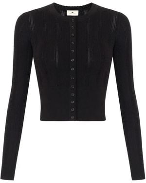 Elisabetta Franchi Knit Openwork Cardigan - Black
