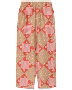 RANRA Mix-Print Trousers - Red
