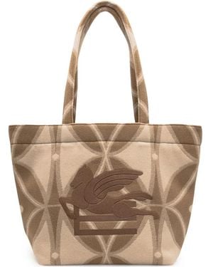 Etro Logo-Embroidered Tote Bag - Natural