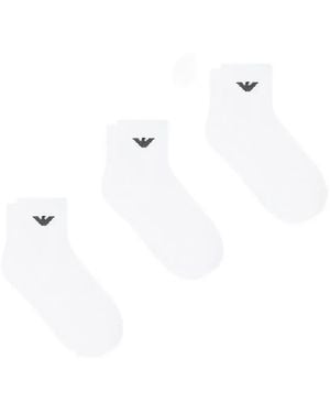 Emporio Armani Logo-Detail Socks (Set Of Three) - White
