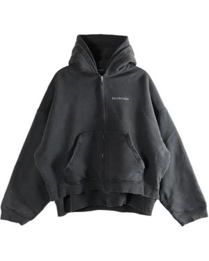 Balenciaga Zip-Fastening Hoodie - Black
