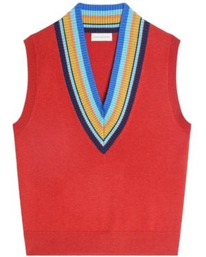 Dries Van Noten V-Neck Wool Top - Red