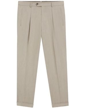 BOSS Pleated Turn-Up Tailored Trousers - White