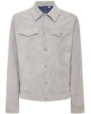 Billionaire Buttoned Leather Jacket - Gris