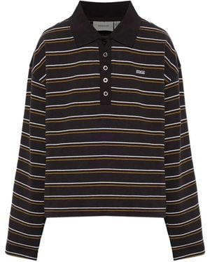 Gestuz Gestreiftes Gzpilova Poloshirt Mit Logo-Stickerei - Schwarz