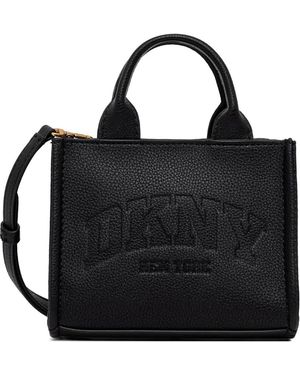 DKNY Mini Logo-Embossed Pebbled Tote Bag - Black