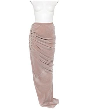 Rick Owens Edfu Ruched Drawstring Maxi Skirt - White