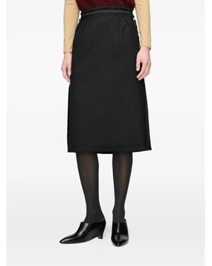Maison Margiela Four Stitches Pleated Midi Skirt - Black