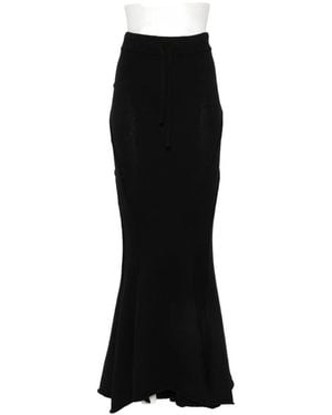 Yehuafan Drawstring Knitted Maxi Skirt - Black