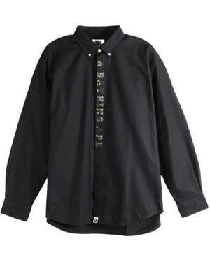 A Bathing Ape 1St Logo-Print Button-Down Shirt - Black