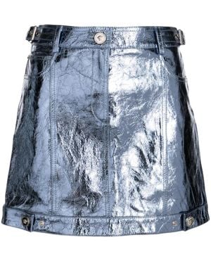 Versace X Dua Lipa Metallic Leather Miniskirt - Blue