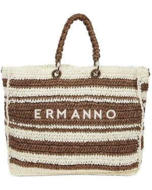 Ermanno Scervino Striped Tote Bag - Natural