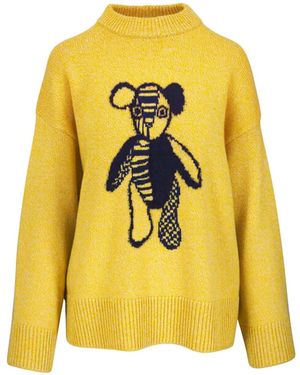 The Elder Statesman Pali Teddy Crew Printed Jumper - Yellow
