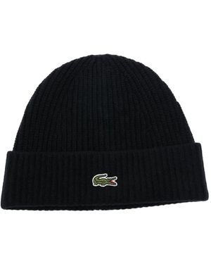 Lacoste Gerippte Beanie Mit Logo-Patch - Schwarz